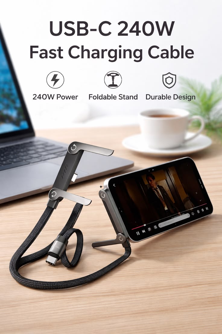 2-In-1 Data Cable With Stand in 240W Fast Charging