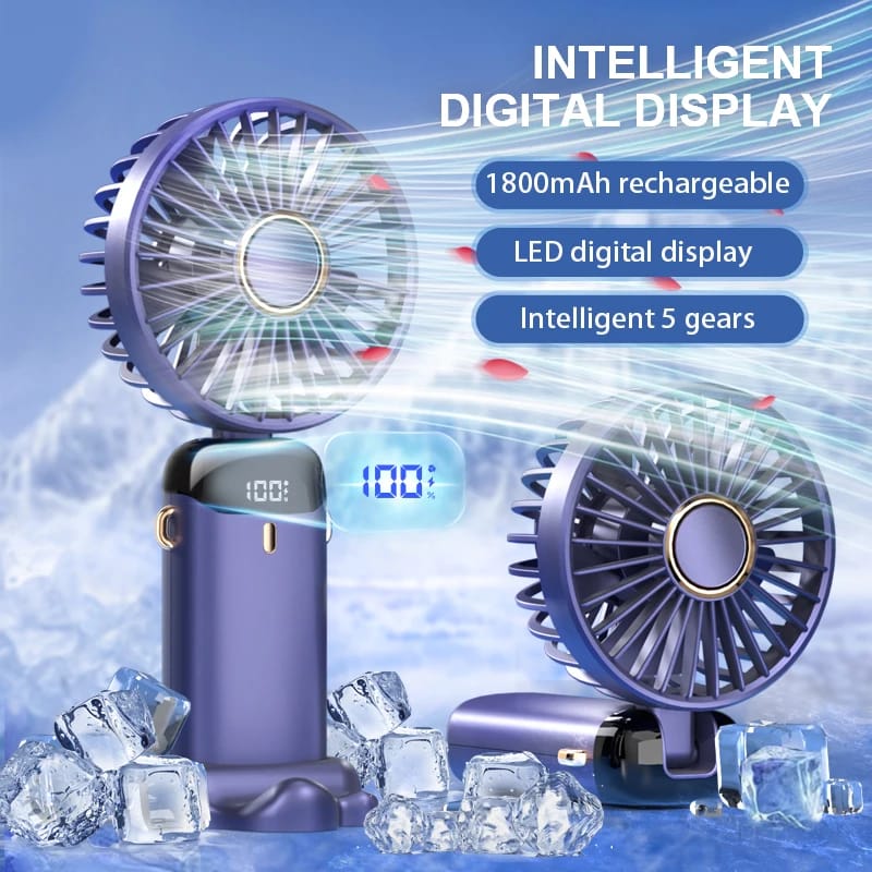 Rechargeable Hand Fan with LED Display