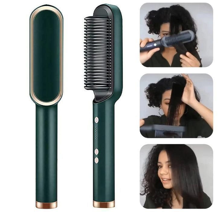 Hair Straightener Brush with Fast Heating Electric Straightening Comb Model 909